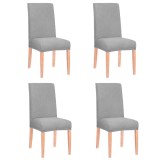 Set 4 huse universale pentru scaun, marime universala, poliester si spandex, 45 x 60 cm, gri cu carouri Household NewTrend