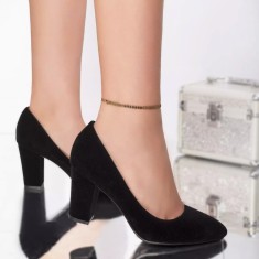 Pantofi cu toc elizabeth negru catifea, 37