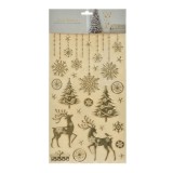 Autocolante Decorative Crăciun, Cerbi Aurii, Fulgi și Brazi, 24x41cm, Oem