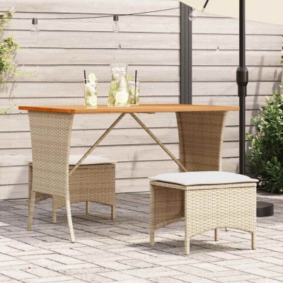 vidaXL Masă de grădină cu blat din lemn de salc&amp;acirc;m Bej Poly Rattan 4104140 foto