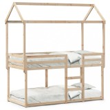 Cumpara ieftin Pat supraetajat fara saltea, 90x190 cm, lemn masiv de pin