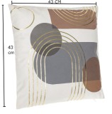 Perna Ecru cu Model Abstract Dungi din Folie Aurie 43x43cm