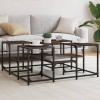 Masuta Cafea Gossi Stejar Maro 91x91x40 cm Lemn Metalica 2 Blaturi Picioare Ajustabile