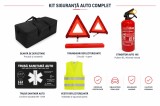 Kit siguranta auto complet trusa medicala omologata RAR 2 triunghiuri vesta geanta stingator