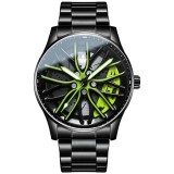 Ceas barbatesc Olevs Sport Casual Quartz Roata Rotativa Negru Verde