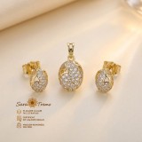 Set Ploaie de Diamante , cercei E i pandantiv cu zirconia albe, placate cu aur 14K