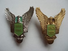 ROMANIA - SET DE 2 INSIGNE COMEMORATIVE AVIATIE- 35 + 40 ANI DE AVIATIE , 1985, RSR, IM 1.178