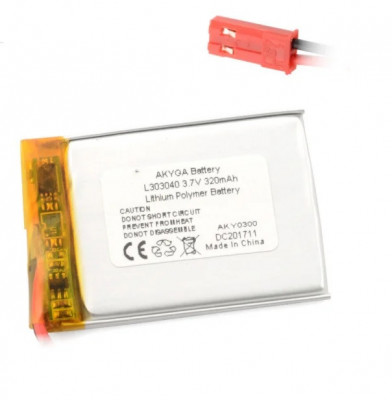 Acumulator Lithium Poliymer 12207 320mAh 1S 3.7V conector JST-BEC 40x30x3mm AKYGA Battery foto