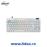 Tastatura mecanica gaming Logitech PRO X TKL RAPID, switch-uri analog, multipoint action, lightsync RGB, Alb