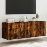 Cumpara ieftin Comodă TV de perete cu LED, 2 buc. stejar fumuriu, 60x35x41 cm