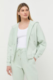 Max Mara Leisure bluza femei, culoarea verde, cu glugă, neted