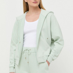 Max Mara Leisure bluza femei, culoarea verde, cu glugă, neted