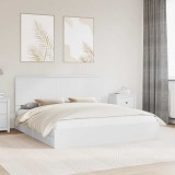 vidaXL Pat cu storage cu headboard Alb 200 x 200 cm Lemn compozit 3409517