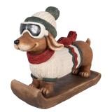 Cumpara ieftin Figurina Catelus Craciun ceramica multicolora 51x17x37 cm