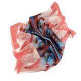 Cumpara ieftin Eșarfă Mătase Naturală Ischia 70x180cm Orange Albastru - Accesorii Dama, Fabricată &icirc;n Italia