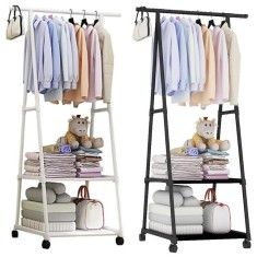 Organizator haine cu 2 polite, mobil, 160x55x42cm, suport umerase