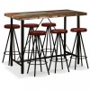 VidaXL Set mobilier bar, 7 piese lemn masiv reciclat și piele naturală 275145