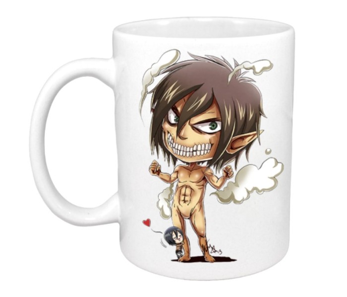Cana alba personalizata Attack on Titan Eren Yeager Devil Manga, INOVATIX&reg;. 330 ml