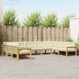 vidaXL Set canapele exterior sectionale 9 piese lemn masiv acacia alb crem