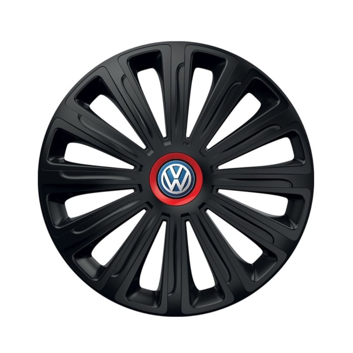 Set 4 capace roti Negre Cu Inel Rosu Trend R16 pentru gama auto Volkswagen