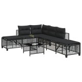 Gossi set mobilier coltar de gradina cu perne 3 piese negru poliratan