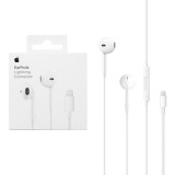 Casti apple cu fir lightning original mmtn2zm/a, in ear, microfon, control volum, 1.2m, alb