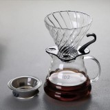 Cafetiera manuala cu filtru metalic, metoda pour-over cafea artizanala, design elegant din sticla, Oem