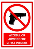 Semn pentru accesul cu arme de foc strict interzis