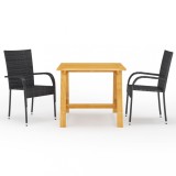 Gossi set mobilier de gradina, 3 piese, negru