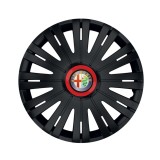 Set 4 capace roti Negre Cu Inel Rosu Active R16 Compatibil Cu Alfa Romeo, Autohelix MSA