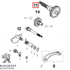 Ax roata spate (arbore iesire) original Peugeot Speedfight 3 - Vivacity 3 2T 50cc (45 dinti)