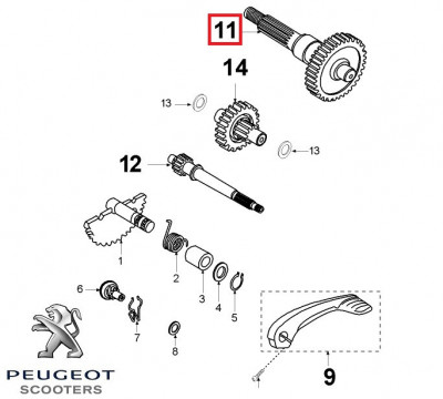 Ax roata spate (arbore iesire) original Peugeot Speedfight 3 - Vivacity 3 2T 50cc (45 dinti) foto
