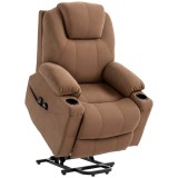 HOMCOM Fotoliu Rabatabil cu 8 Puncte de Masaj și Telecomandă, Fotoliu Modern din Țesătură cu Efect de In, 90x101x107 cm, Cafea | Aosom Romania