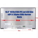 Display Laptop, Dell, Vostro 16 7620, P117F, P117F001, NV160WUM-N42, 16.0 inch, Rezolutie FHD+, 1920x1200, conector ingust, non touch, 60Hz, 30 pini