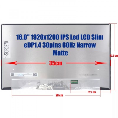 Display Laptop, Dell, Vostro 16 5635, NV160WUM-N42, 16.0 inch, Rezolutie FHD+, 1920x1200, conector ingust, non touch, 60Hz, 30 pini foto