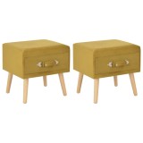 Cumpara ieftin Noptiere, 2 buc., mustar, 40 x 35 x 40 cm, catifea