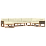 vidaXL Set de canapele de exterior cu pernă 8 pcs Natural și Crem 3382798