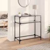 Gossi masuta de cafea, blat din sticla negra, 80x35x81 cm, otel