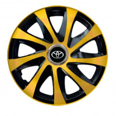 Set 4 Capace Roti pentru Toyota, model Extra Drift Gold & Black, R15