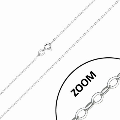 Lanț lucios din argint 925 - zale ovale plate conectate perpendicular, 1,4 mm foto