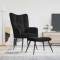 Scaun de relaxare cu taburet, negru, catifea