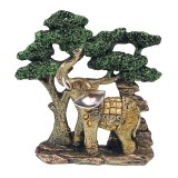 Ornament decorativ format dintr-un copac cu un Elefant, Verde, 19 cm, 1109H