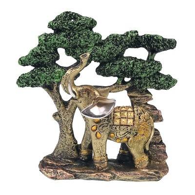 Ornament decorativ format dintr-un copac cu un Elefant, Verde, 19 cm, 1109H foto