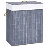 Cos de rufe din bambus cu o sectiune, gri, 83 L