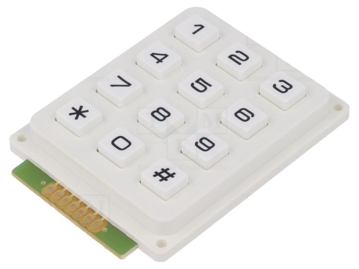 Tastatură numerică 12 butoane, albă