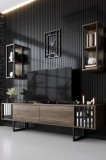 Cumpara ieftin Comodă TV Chrome, Nuc- Negru