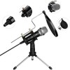 Microfon Studio Condensator WVNGR WG-500II, Trepied, Pop Filtru, Jack 3.5mm, Negru/Argintiu, Inregistrare Vocala, Podcast, Gaming