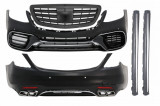 Pachet Exterior Complet Mercedes S-Class W222 Facelift (2013-08.2020) S63 Design Cu Grila Centrala Negru Mat Performance AutoTuning, KITT