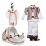 Set botez traditional baiat, trusou botez landou, lumanare si costum national,