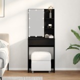 Masa de toaletă LED vidaXL &icirc;n stejar negru, 60x40x140 cm, Fabricată din lemn prelucrat